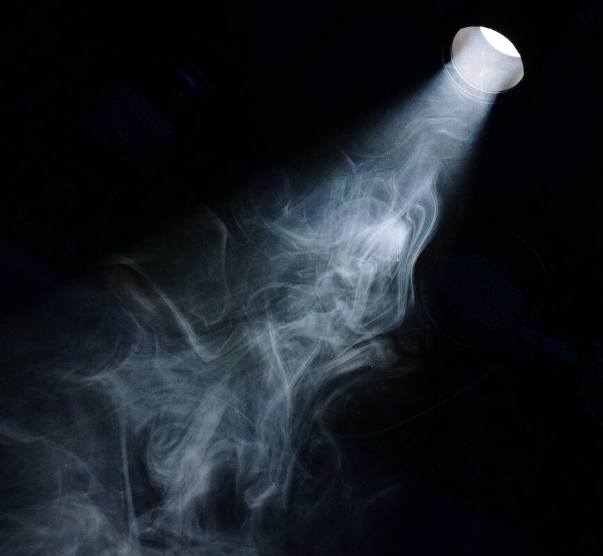 spotlight illuminating smoke
