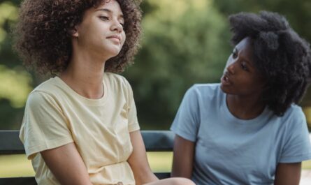 mother talking with teen child