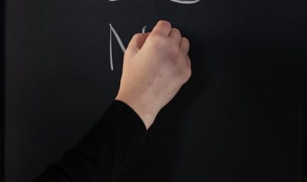 person writing on chalkboard