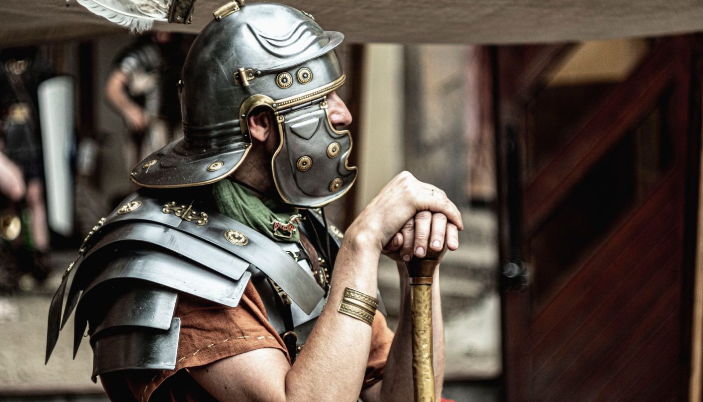 roman soldier in historical reenactment