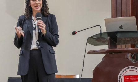 Dr Gina Zurlo speaks at the Africa International University during the Tokunboh Adeyemo Lectures 2026.